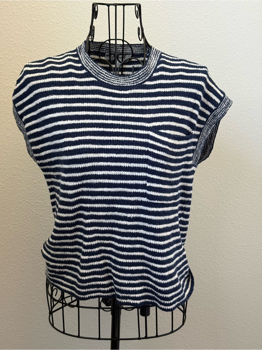 Madewell Navy and White Striped Knit Tank